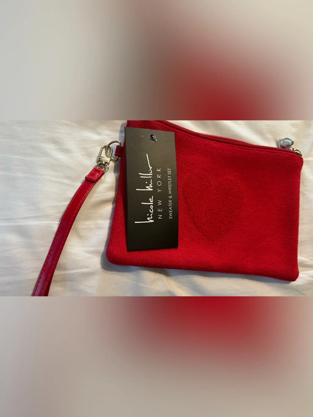 Nicole Miller Red Wristlet Clutch with Removable Strap